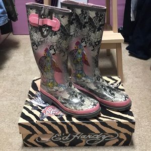 Ed Hardy Rain Boots - Size 7